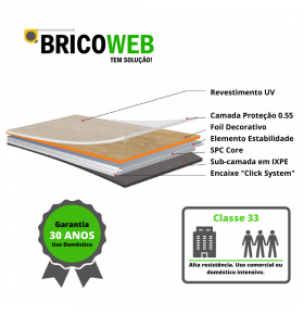 Pavimento Vinilico SPC Flutuante Cinza Claro 6,5mm