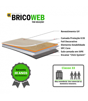 Pavimento Vinilico SPC Flutuante Carvalho Cinza Rústico NewVinyl 6,5 mm