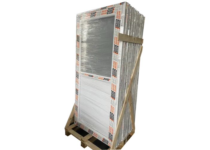 Porta Exterior PVC Meio Vidro Fosco Esquerda - Por Medida