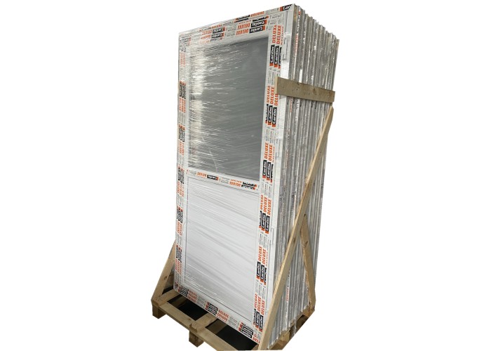 Porta Exterior PVC Meio Vidro Fosco Direita - Por Medida