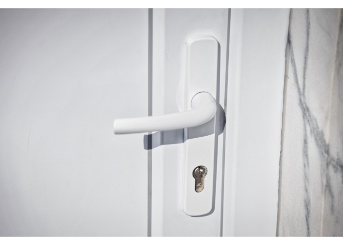 Porta Exterior PVC Painel Liso Branco 90x200cm Direita