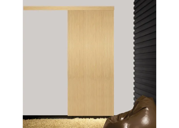 Porta de Correr 200x90 Carvalho com Ferragens e Guarnição