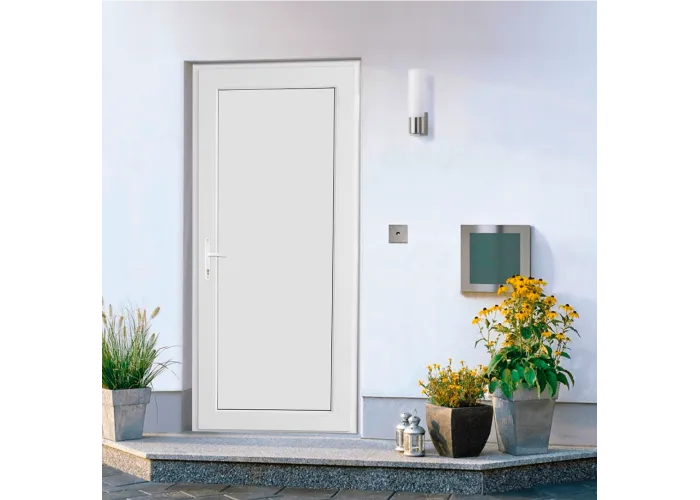 Porta Exterior PVC Painel Liso Branco 90x200cm Direita