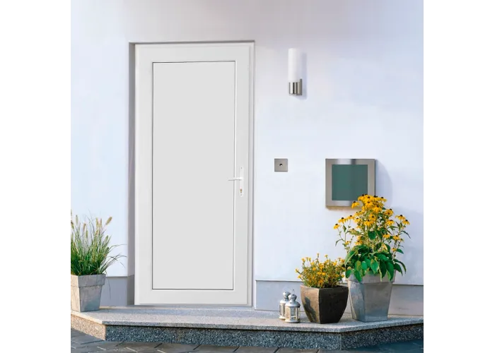 Porta Exterior PVC Painel Liso Branco 90x200cm Esquerda
