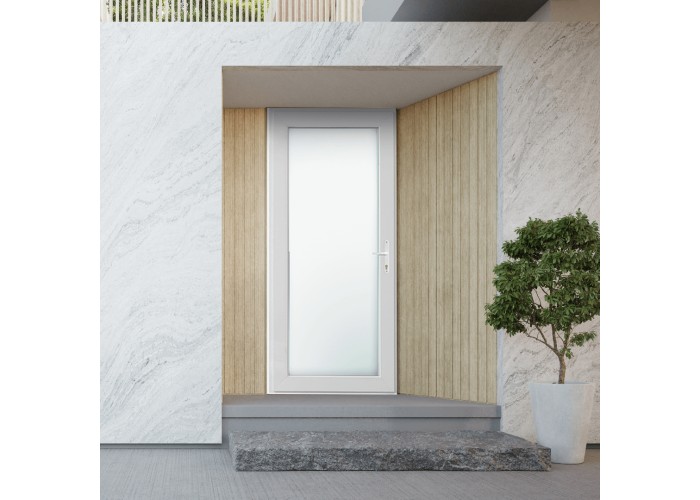 Porta Exterior PVC Vidro Duplo Transparente 80x200cm Esquerda