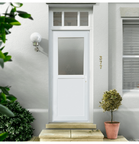 Porta Exterior PVC Meio Vidro Fosco 98x208cm Esquerda