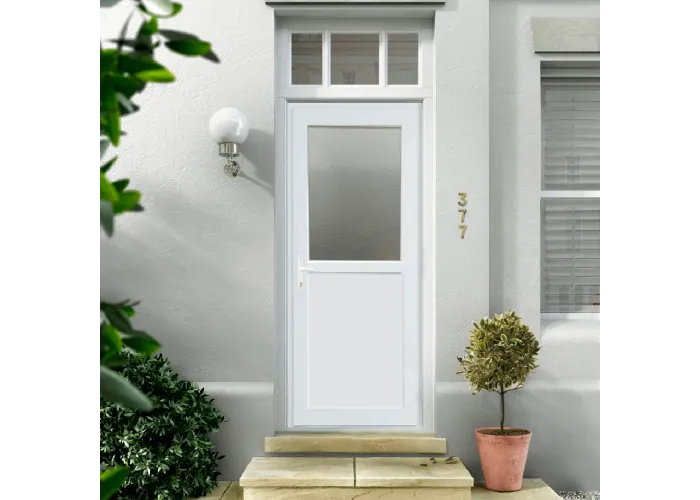 Porta Exterior PVC Meio Vidro Fosco 98x208cm Direita