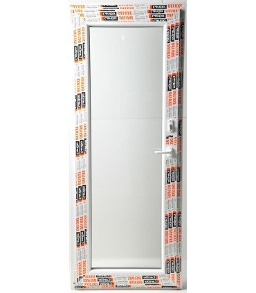 Porta Janela PVC 80x200cm Oscilobatente ESQUERDA Chave e Puxador Interior e Exterior Vidro Duplo CANDO