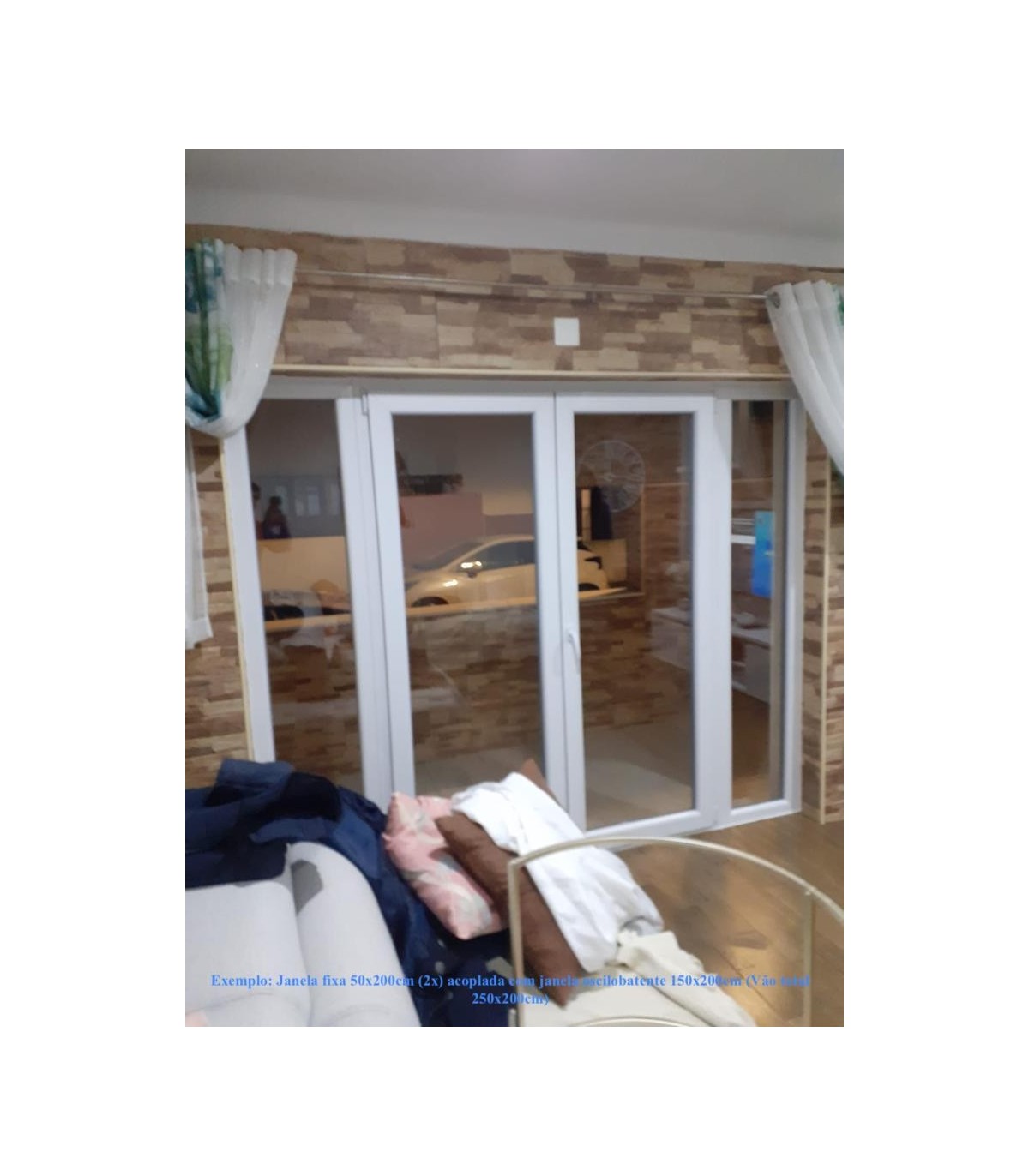 Janela PVC 50x200cm Fixa Vidro Duplo CANDO