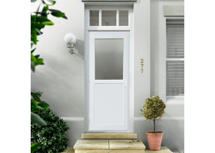 Porta Exterior PVC Meio Vidro Fosco Esquerda - Por Medida