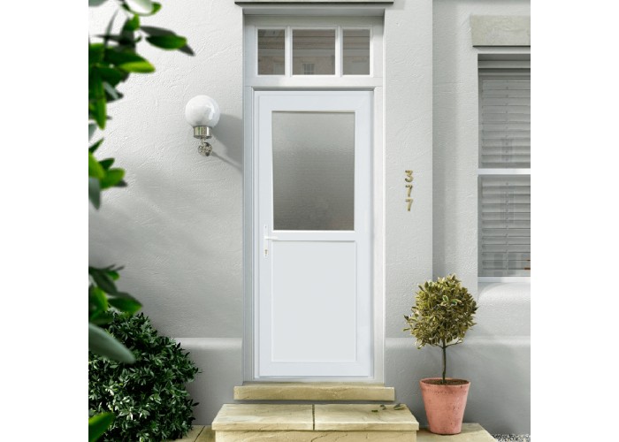 Porta Exterior PVC Meio Vidro Fosco Direita - Por Medida