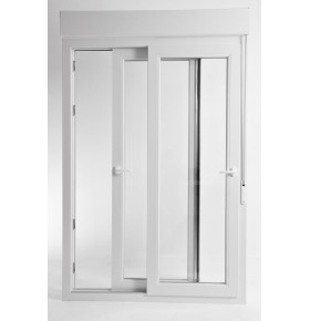 Janela de correr de sacada em PVC Aluplast, com estore