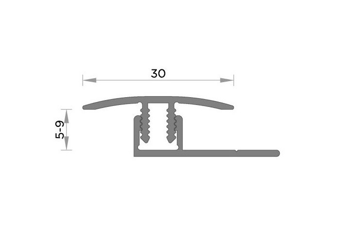 Perfil de Transição Aluminio Revestido Carvalho 2,7m x 30mm