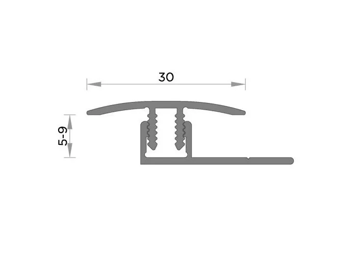 Perfil de Transição Aluminio Revestido Carvalho Cinza Escuro 2,7m x 30mm