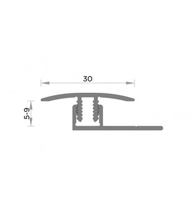 Perfil de Transição Aluminio Revestido Carvalho Cinza Escuro 2,7m x 30mm