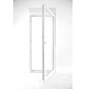 Janela oscilobatente de sacada em PVC Aluplast, com estore