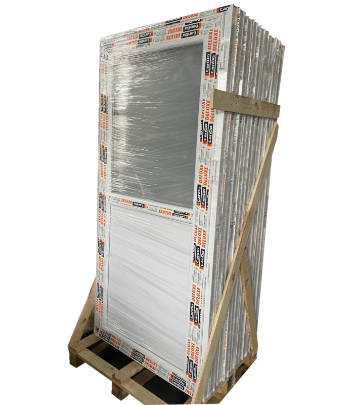 Porta Exterior PVC Meio Vidro Fosco 80x200cm Direita