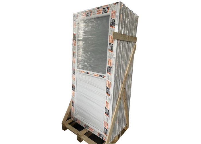 Porta Exterior PVC Meio Vidro Fosco 80x200cm Esquerda