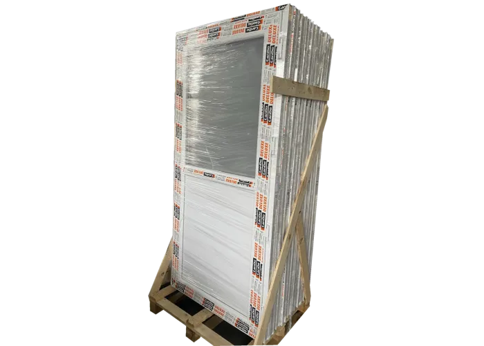 Porta Exterior PVC Meio Vidro Fosco 80x200cm Esquerda