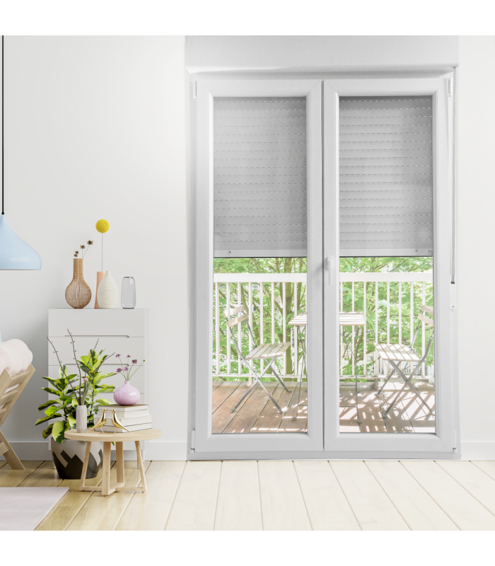 Porta Janela PVC Oscilobatente Por Medida com Estore Vidro Duplo Aluplast A+