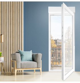 Porta Janela PVC Oscilobatente Por Medida Direita com Estore Vidro Duplo Aluplast A+