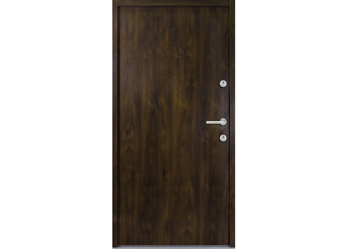 Porta Exterior Metal Smooth Nogueira 98x208cm Esquerda