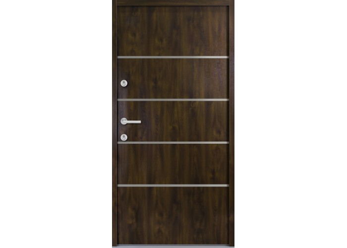 Porta Exterior Metal 4Line Nogueira 98x208cm Direita
