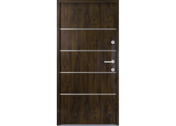 Porta Exterior Metal 4Line Nogueira 98x208cm Esquerda