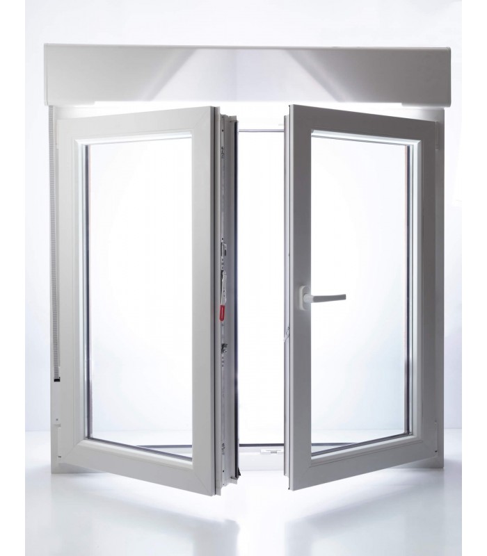 Janela PVC Oscilobatente Por Medida com Estore 2 Folhas Vidro Duplo Aluplast A+
