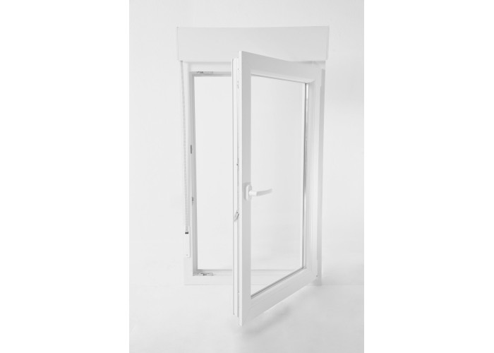 Janela PVC Oscilobatente Direita Por Medida com Estore Vidro Duplo Aluplast A+