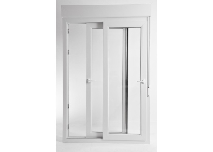 Janela de Correr PVC Por Medida com Estore 2 Folhas Vidro Duplo Aluplast A+
