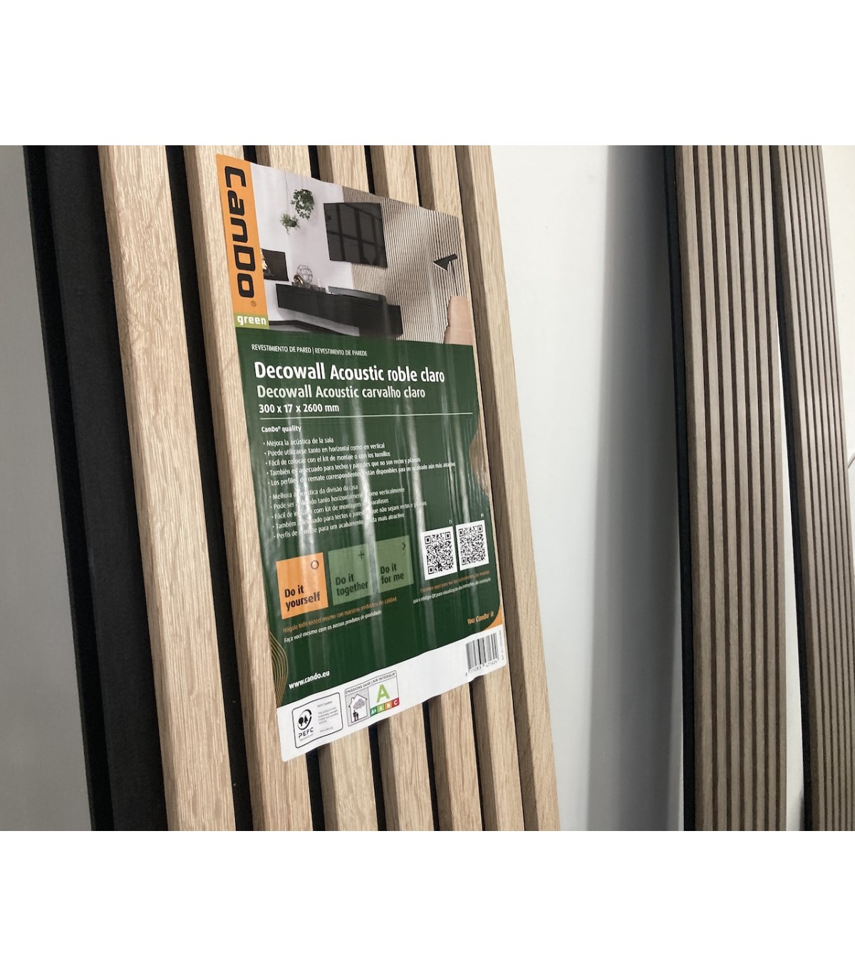 Revestimento Ripado Acústico Cinza