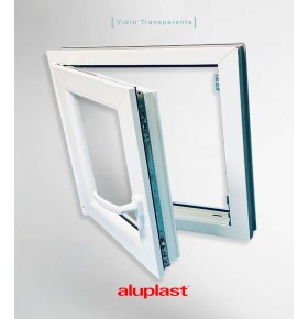 Janela PVC 50×50 cm Oscilobatente vidro duplo | Aluplast A+