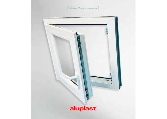Janela PVC 50×50 cm Oscilobatente vidro duplo | Aluplast A+