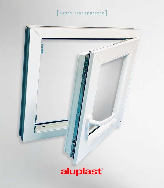Janela PVC 50×50 cm Oscilobatente vidro duplo | Aluplast A+