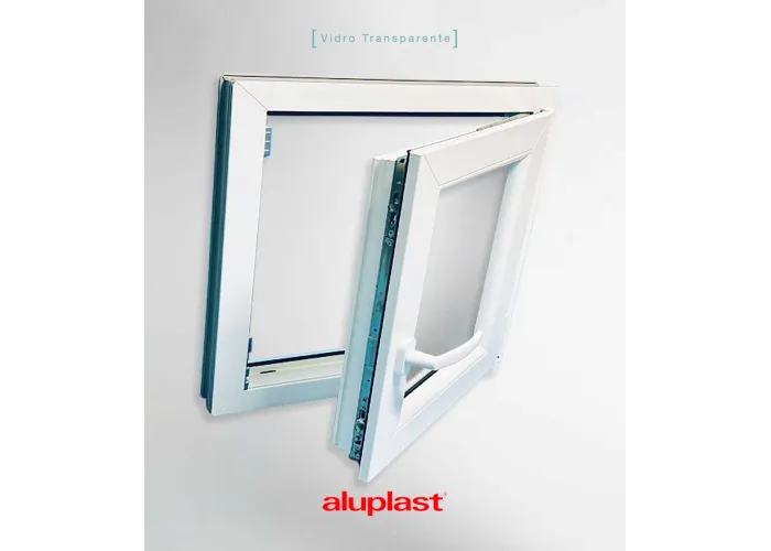 Janela PVC 50×50 cm Oscilobatente vidro duplo | Aluplast A+