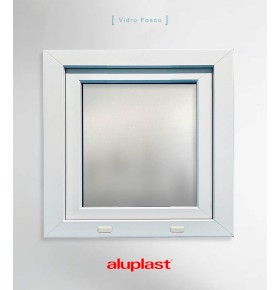 Janela PVC 50×50 cm Oscilobatente vidro duplo fosco | Aluplast A+
