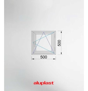 Janela PVC 50×50 cm Oscilobatente vidro duplo fosco | Aluplast A+