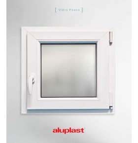 Janela PVC 50x50cm Oscilobatente DIREITA Vidro Duplo FOSCO LISO ALUPLAST