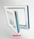 Janela PVC 50×50 cm Oscilobatente vidro duplo fosco | Aluplast A+