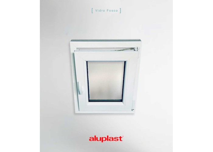 Janela PVC 50×60 cm Oscilobatente vidro duplo fosco | Aluplast A+