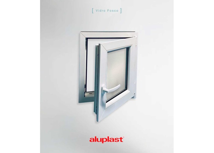 Janela PVC 50×60 cm Oscilobatente vidro duplo fosco | Aluplast A+