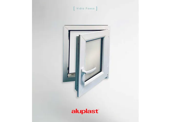 Janela PVC 50×60 cm Oscilobatente vidro duplo fosco | Aluplast A+