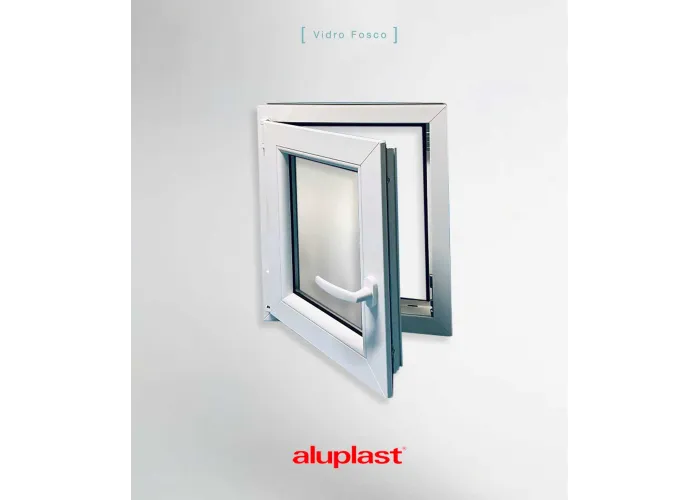 Janela PVC 50×60 cm Oscilobatente vidro duplo fosco | Aluplast A+