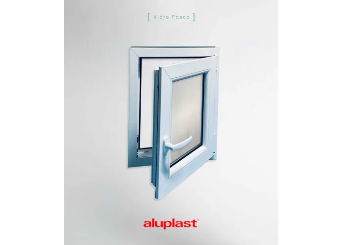 Janela PVC 50×70 cm Oscilobatente vidro duplo fosco | Aluplast A+
