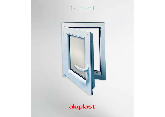 Janela PVC 50×70 cm Oscilobatente vidro duplo fosco | Aluplast A+