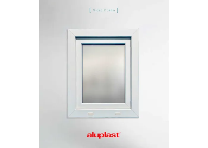 Janela PVC 50×70 cm Oscilobatente vidro duplo fosco | Aluplast A+