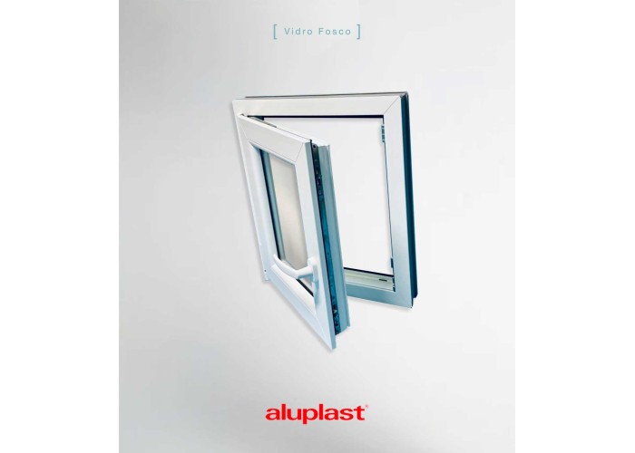Janela PVC 50×80 cm Oscilobatente vidro duplo fosco | Aluplast A+