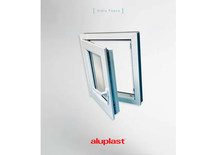 Janela PVC 50×80 cm Oscilobatente vidro duplo fosco | Aluplast A+