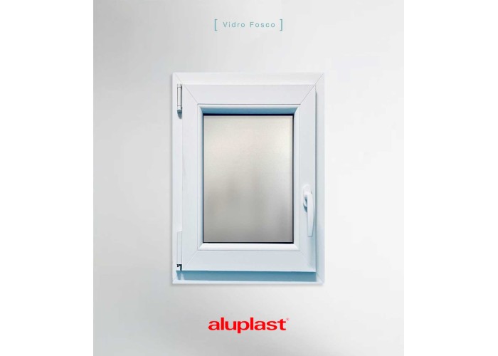 Janela PVC 50×80 cm Oscilobatente vidro duplo fosco | Aluplast A+